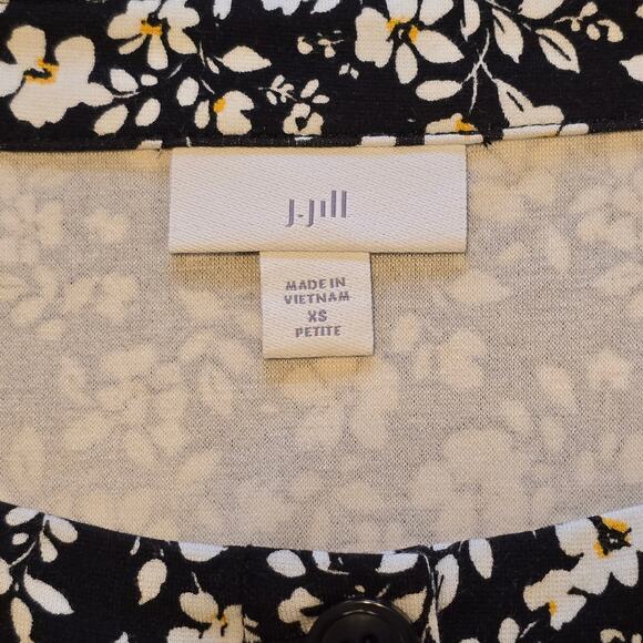 J Jill Dark Cottagecore Ditsy Floral Midi Dress XS Petite Button Front Feminine - Picture 8 of 16
